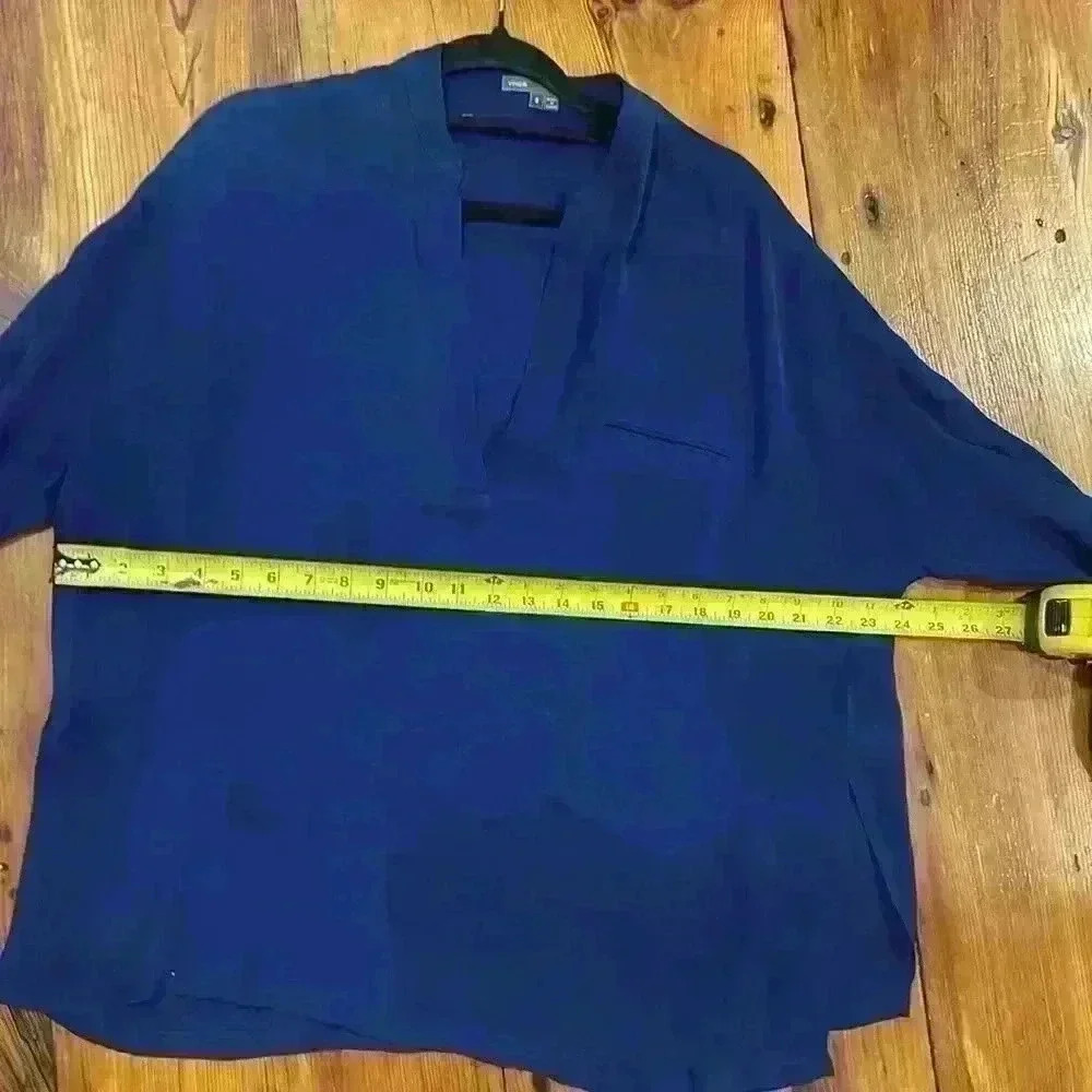 Vince oversized silk blue blouse top size small - Picture 11 of 13